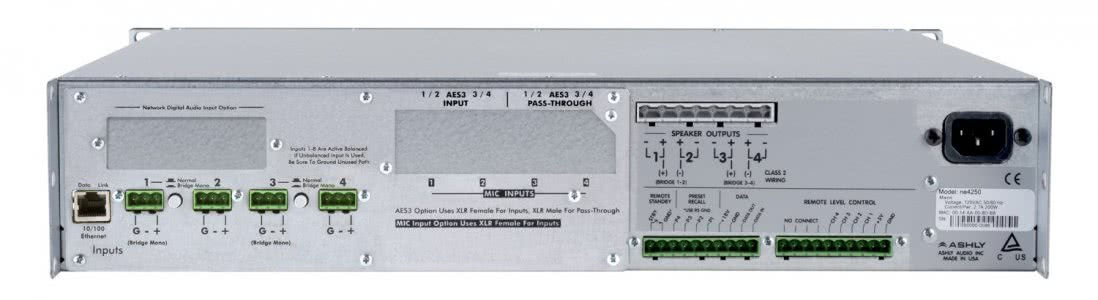 Ashly ne4250t 4х канал. усилитель 4х250 Вт/4ом, Dante превью 2