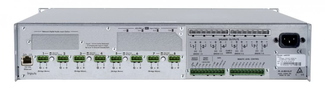 Ashly ne8250t 8-ми канальный усилитель 8х250 Вт-4ом, Ethernet, Dante превью 2